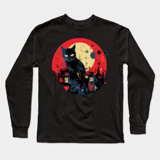 Black Cat City Sunset Long Sleeve T-Shirt